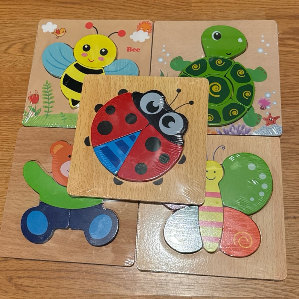 Wooden puzzles for kids, A set of 5